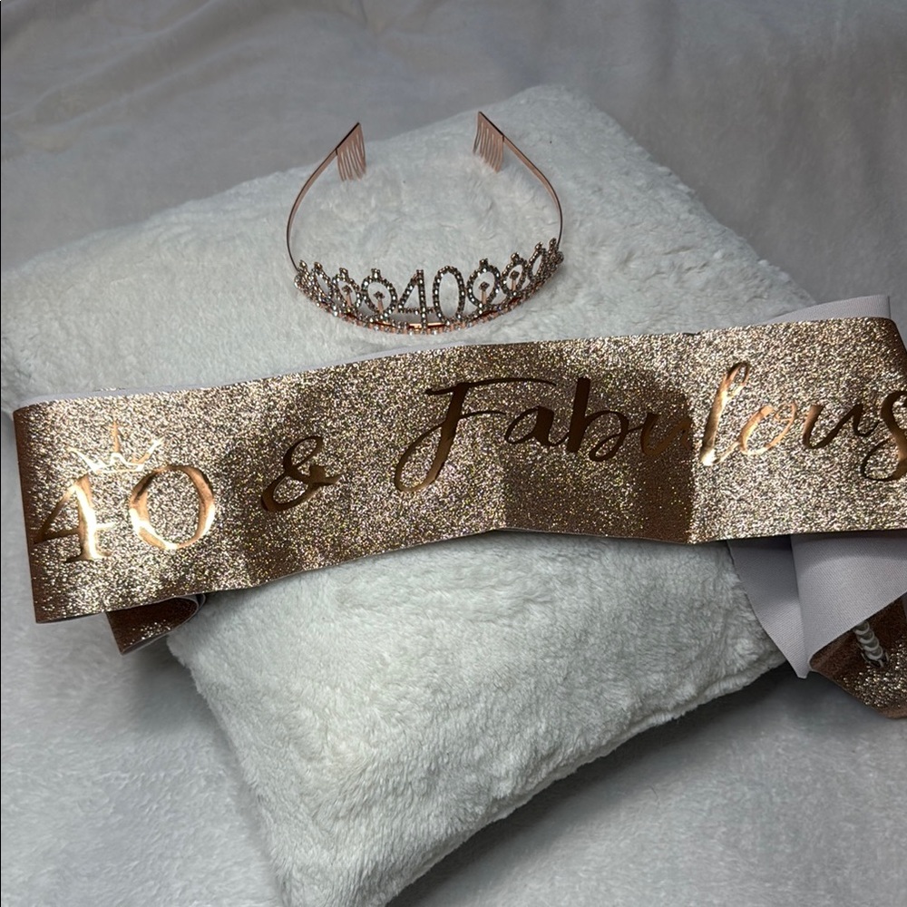 Rose Gold 40 & Fabulous Tiara and Sash Set